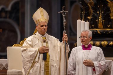 Vatican City - June 15, 2025: On the Solemnity of the Most Holy Trinity, Pope Leo XIV presides over the Mass in the Vatican Basilica for the Jubilee of Sport.