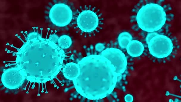 Many Turquoise Blue Viruses Float Body Animation Background — Stock Video