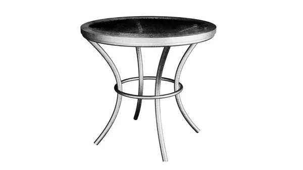 İzole edilmiş arka planda siyah ve metal tabanlı metal tablo.