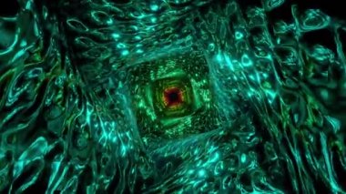 VJ döngü animasyonu. Ayna dalgalı duvarlı spiral tünel