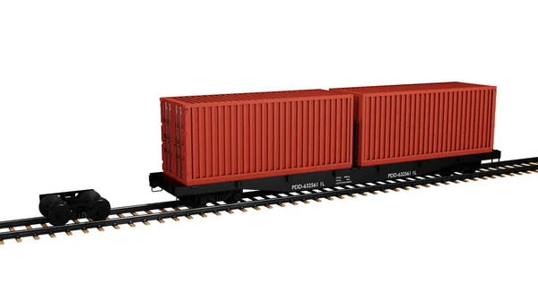 Vagonlarda konteynırları olan tren izole edilmiş arka planda..