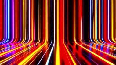 Dalga hareketi, neon hatları, yüksek hız. Vj döngü arkaplanı. VFX görsel eylem arka planı. Animasyon için soyut canlandırılmış arkaplan videosu, tasarım.