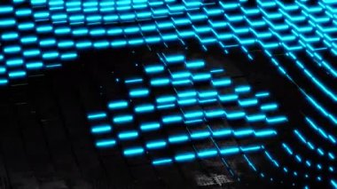 VJ döngü havalı animasyon arka planı. Mavi arka plan, birçok kare şekilli, daire şeklinde uçan kamera. DJ görsel efektleri. Müzik için görsel döngüler. Müzik için Vfx arkaplanı.