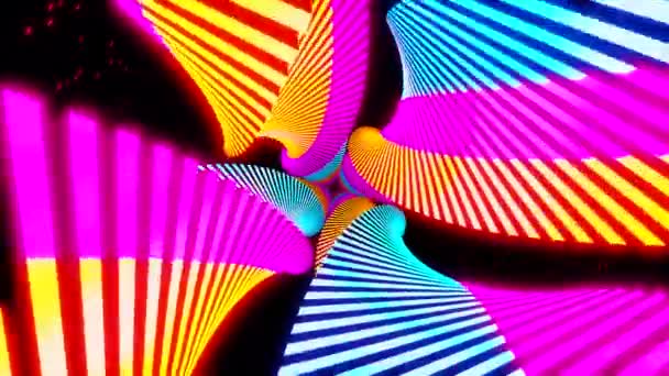Tunnel Spirale Abstrait Coloré Dans Espace Tunnel Éclairé Néon Loop — Video