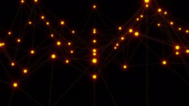 Colorful glowing neural network plexus, communication. Cycle action background Vj loop. Background with visual effect.