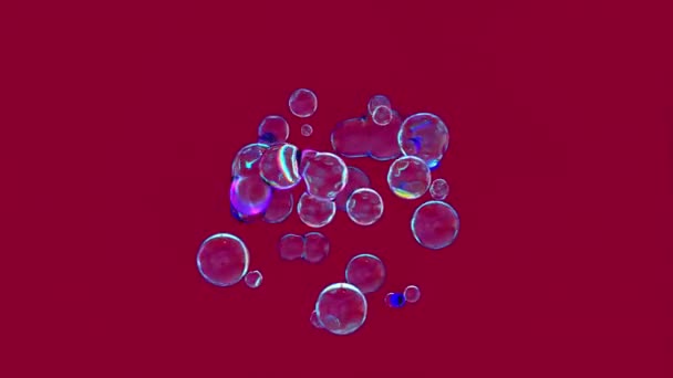 Gotas Animadas Transparentes Burbujas Agua Líquidos Sobre Fondo Colorido Antecedentes — Vídeos de Stock