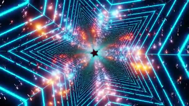 Abstraktní Neonový Nekonečný Barevný Hvězdný Tunel Letícími Částicemi Vesmíru Pozadí — Stock video