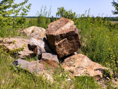 Otlağın ortasında büyük bir kaya..
