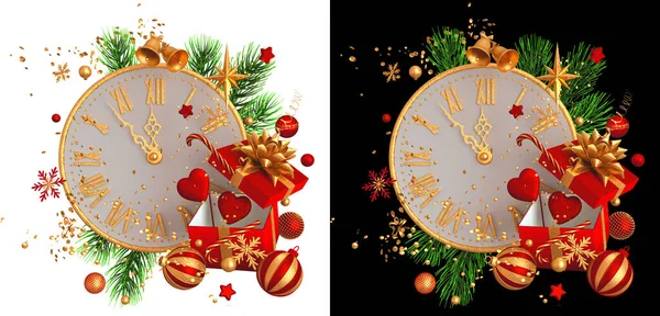 Weihnachten Neujahr Feiertag Hintergrund Fliegende Schwimmende Offene Schachtel Geschenk Uhr — Stockfoto