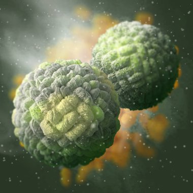 Medical background, Zika virus, a species of viruses of the genus Flavivirus family Flaviviridae, carried by mosquitoes of the genus Aedes, 3d rendering