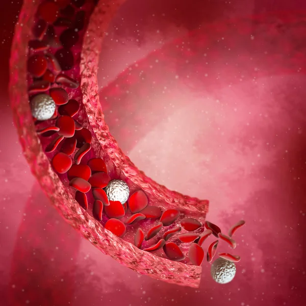 Medische Achtergrond Erytrocyten Bloedstroom Rode Bloedcellen Een Levend Organisme Rendering — Stockfoto