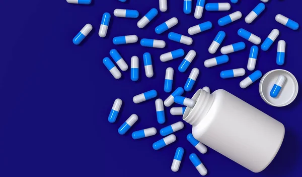 Medizinischer Hintergrund Kapseln Mit Pillen Vitaminen Nahrungsergänzungsmitteln Loser Schüttung Offenes — Stockfoto