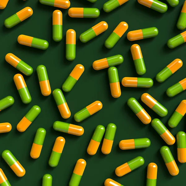 Lékařské Zázemí Dvě Barevné Probiotické Kapsle Vitamíny Léky Velkoobchod Horní — Stock fotografie