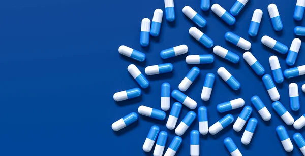 Medical Background Two Color Capsules Probiotics Vitamins Drugs Bulk Top — Stock Photo, Image