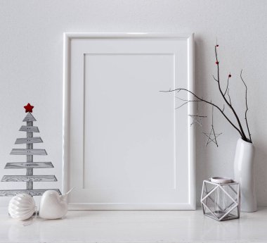 Model, şablon, yılbaşı süslemesi, resim çerçevesi, fotoğraf, poster, altın rengi parlak kağıt köknar ağaçları, çelenkler, 3D