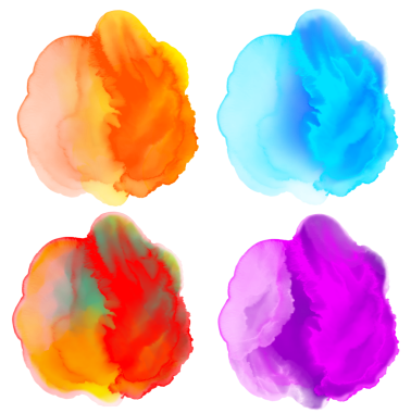 çok renkli suluboya lekeleri, set, lekeler, mürekkep lekeleri, izole edilmiş