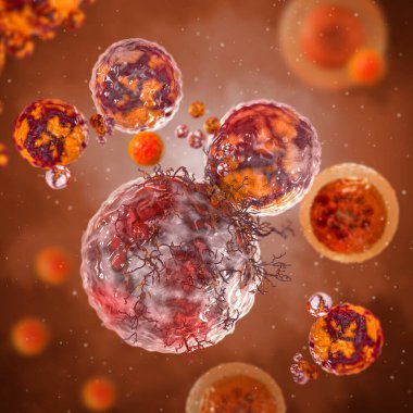 Tıbbi kavramsal geçmiş, tehlikeli, kötü huylu, atipik, tümör kanseri hücreleri, kontrolsüz büyüme ve üreme, 3D görüntüleme