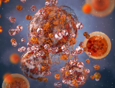 Tıbbi kavramsal geçmiş, tehlikeli, kötü huylu, atipik, tümör kanseri hücreleri, kontrolsüz büyüme ve üreme, 3D görüntüleme