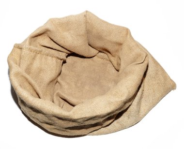 Boş çuval. Beyaz arkaplanda izole