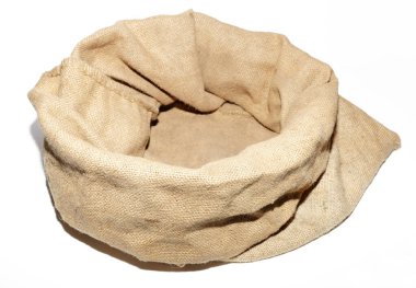 Boş çuval. Beyaz arkaplanda izole