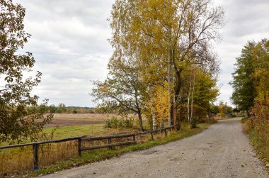 Kırsal Avrupa 'da çakıllı bir yol. Banliyö yolu