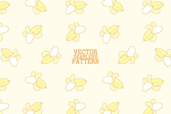 Banana Fruta Amarillo Pastel Lindo Vector Ilustración Patrón Repetición Sin — Vector de stock