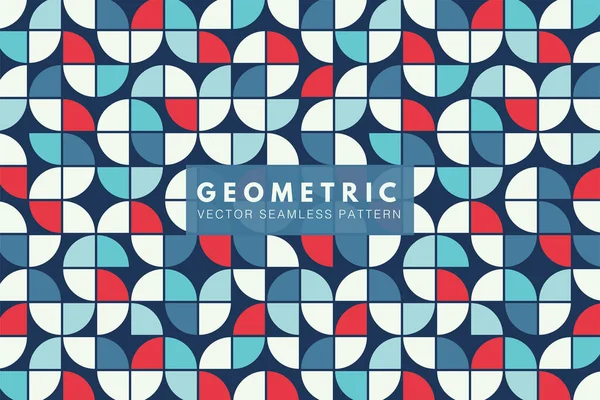 Geometric Blue Red Shapes Bauhaus Pattern Simple Abstract Seamless Vector — Archivo Imágenes Vectoriales