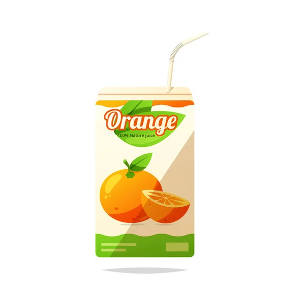 オレンジジュースボックスベクトルは白い背景に隔離された — ストックベクタ