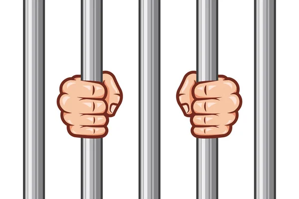 Illustration Hands Holding Prison Bars Vector Background — Stock Vector