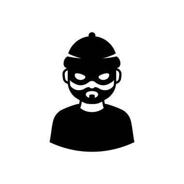 Hırsız suçlu. Beyaz arkaplanda izole edilmiş hırsız simgesi vektörü.