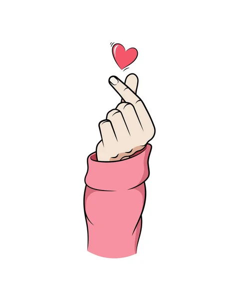 韓国の愛のサイン 韓国の指の心臓ベクターのイラスト — ストックベクタ