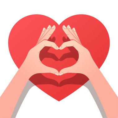 Beyaz bir arka planda izole edilmiş kalp şeklinde iki el..