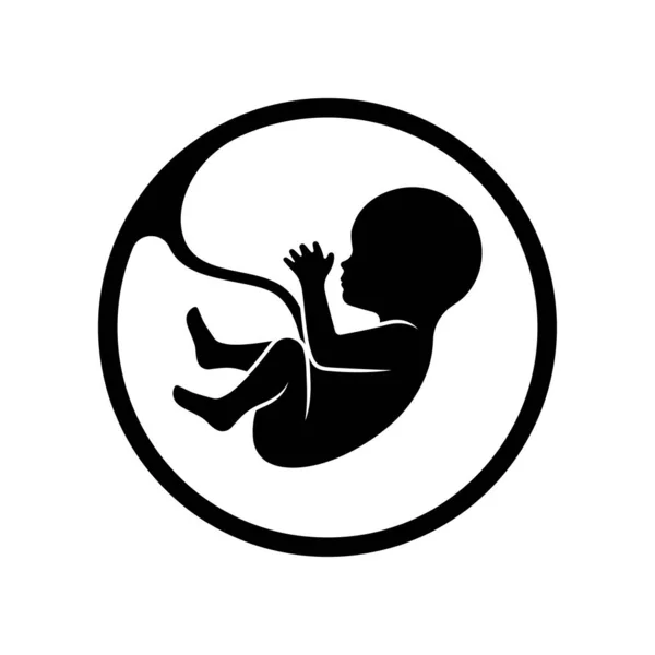 Baby Fetus Silhouette Embryo Human Sign — Stock Vector