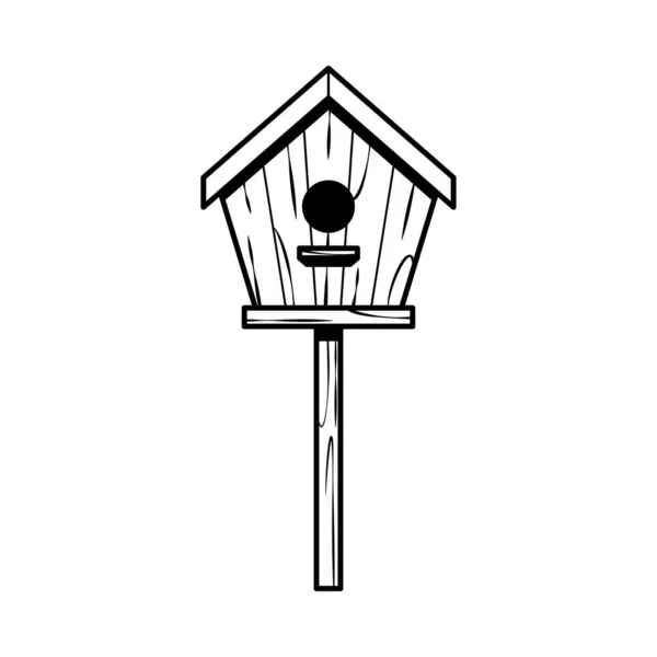 Ícone Casa Pássaro Madeira Isolado Fundo Branco — Vetor de Stock