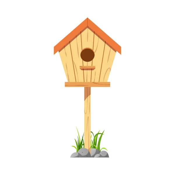Wooden Bird House Vector Place Nest — Stock Vector
