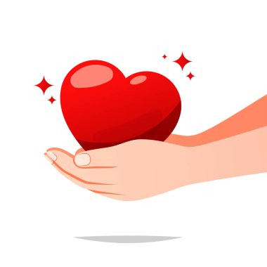 El ele tutuşmak kalp konsepti. vektör resmi.