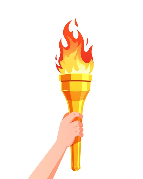 stock vector Hand holding golden torch with Flame vector