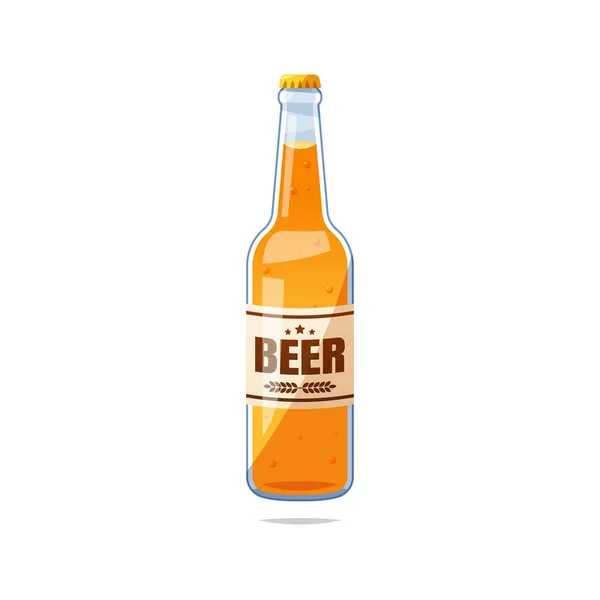 Vecteur Bouteille Verre Bière Isolé Sur Fond Blanc — Image vectorielle