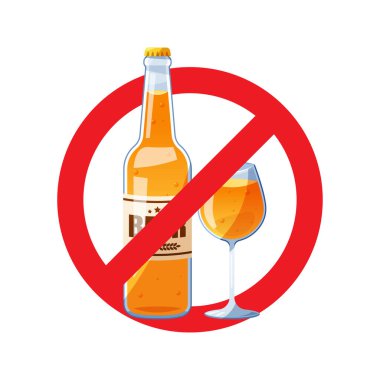 Alkol işareti yok. Alkolik içki yasağı vektörü.