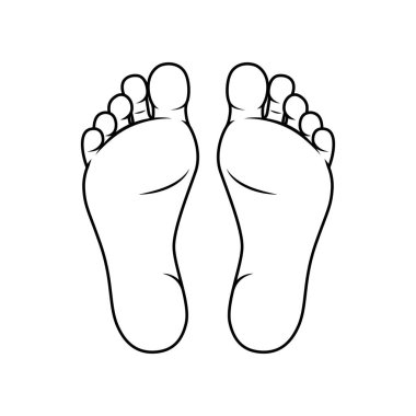 Çizgi taban çizimi. Çıplak ayak vektörü beyaz arkaplanda izole edildi.