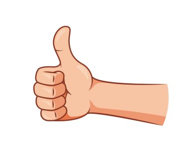 Beyaz arkaplanda izole edilmiş Başparmak Yukarı vektörü. Başparmaklar yukarı işaret eden memnuniyet.