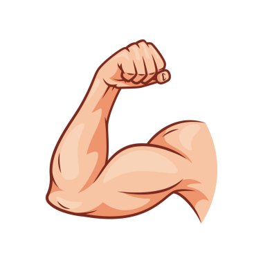 Beyaz zemin üzerinde izole kas kolları güçlü pazı vektörü.