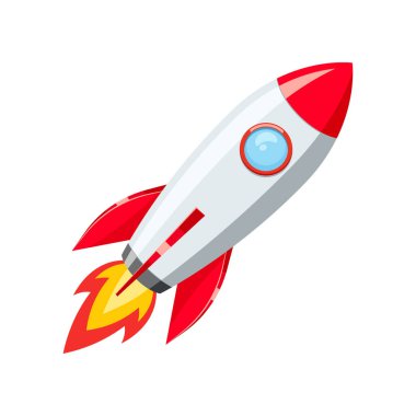 Roket uzay gemisi vektörü beyaz arkaplanda izole edildi.