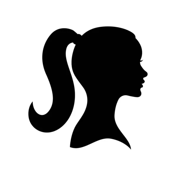 stock vector Silhouette of woman with ponytail hair isolated on white background