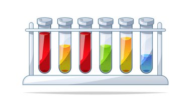 Şeffaf cam test tüpü vektörü. Kimyasal laboratuvar ekipmanları.