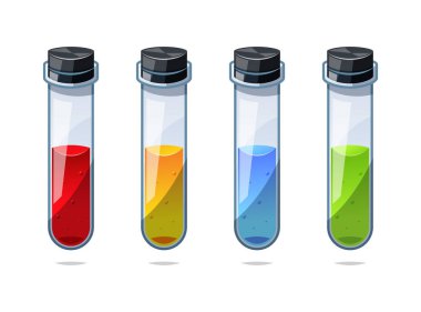 Şeffaf cam test tüpü vektörü. Kimyasal laboratuvar ekipmanları.