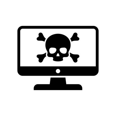 Bilgisayar virüsü simgesi beyaz arkaplanda izole edildi. Bilgisayar virüsü, tehlike simgesi.