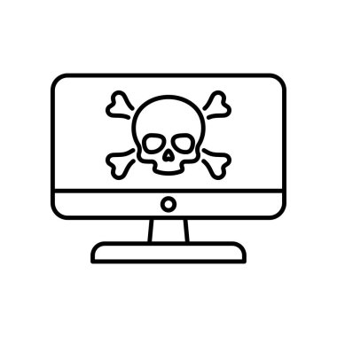 Bilgisayar virüsü simgesi beyaz arkaplanda izole edildi. Bilgisayar virüsü, tehlike simgesi.