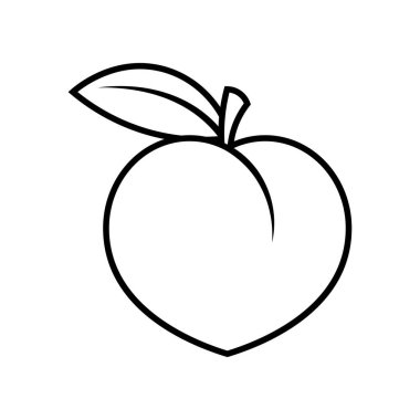 Şeftali rengi meyve çizgisi simgesi beyaz arkaplanda izole