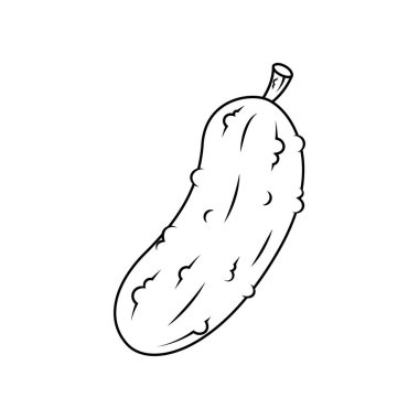 Beyaz arkaplanda izole edilmiş salatalık çizgisi sanat vektörü